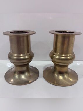 Vintage brass taper candlestick holders pair 2.5”
